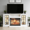 thumbnail image 1 of Festisoul 59'' Fireplace TV Stand, Entertainment Center with 24" Fireplace, TV Console Cabinet Electric Fireplace Heater with Frame and LED Light Colors, White, 1 of 6