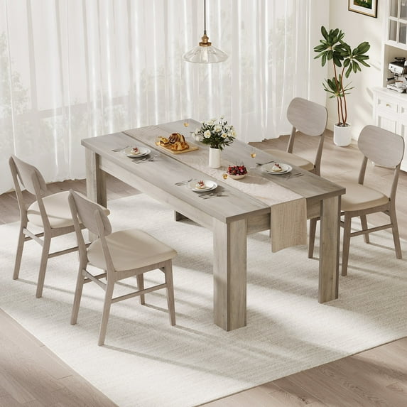 Festisoul 63" Large Tabletop Dining Table for Living Room, Retro Gray