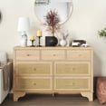 thumbnail image 1 of Festisoul 7 Drawer Dresser for Bedroom, 47.3'' Wide Modern Chest of Drawers with Natural Rattan Drawers, Wood Storage Drawer Organizer with Sturdy Base for Living Room, Entryway, 1 of 8