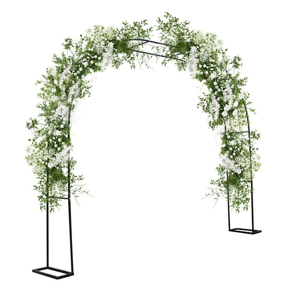 Festisoul 9.8Ft x7.2Ft Garden Arch, Metal Arch Trellis for Various Climbing Plant Roses Vines Support Wedding Decorations, Black