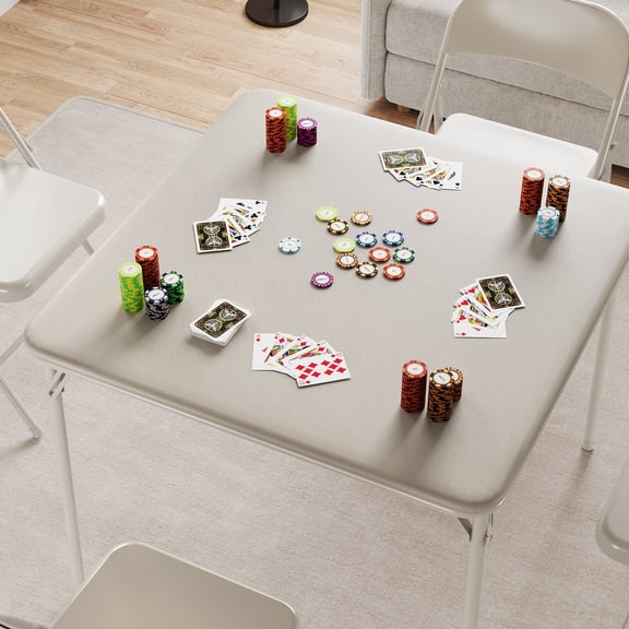 Festisoul Folding Card Table, 34'' Portable Square Game Table with Collapsible Legs, Multifunctional Foladable Table with PU Padded Tabletop for Home, Camping, Picnics, Games