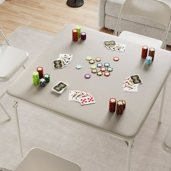 Festisoul Folding Card Table, 34'' Portable Square Game Table with Collapsible Legs, Multifunctional Foladable Table with PU Padded Tabletop for Home, Camping, Picnics, Games