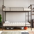 thumbnail image 1 of Festisoul Metal Bunk Bed Twin Over Twin Size with Ladder and High Guardrail, Heavy Duty Convertible Twin Bunk Bed Frame with Metal Slats, Vintage Bronze, 1 of 9