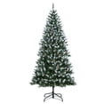 thumbnail image 1 of Festisoul Snow Flocked Artificial Christmas Tree, 9ft Christmas Tree with Pinecones, Xmas Trees with Hinged Structure & Foldable Metal Stand, for Holiday Decor, 1 of 9