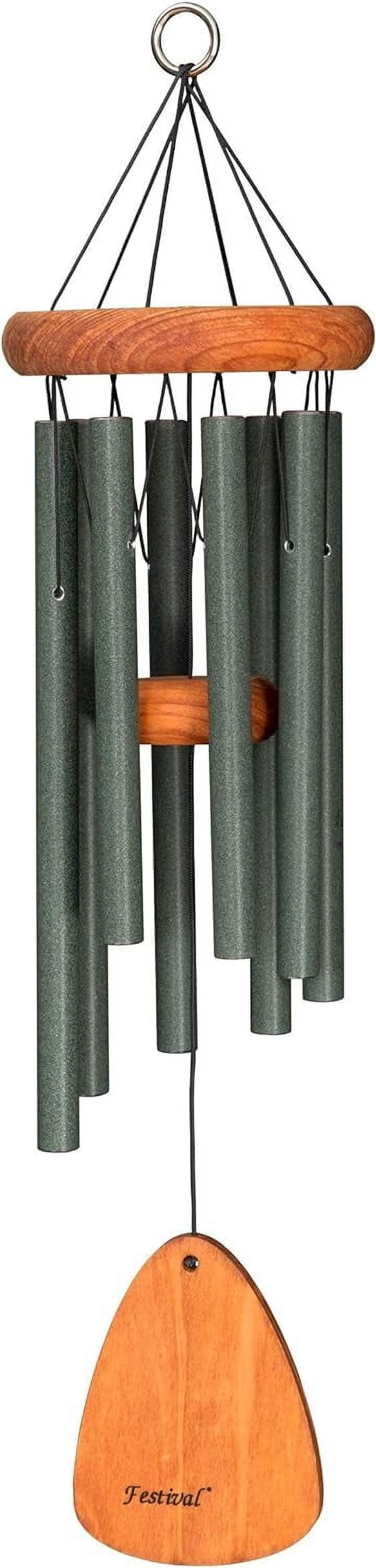 Festival 24-inch Redwood Wind Chime 8 Tubes in Forest Green by Wind River for Patio, Backyard, Garden, and Outdoor décor. Made in The USA