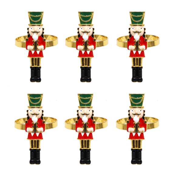 Festival Alloy Metal Christmas Napkin Rings Nutcrackers Theme Table Setting Accessories Elegant Alloy Napkin Holders