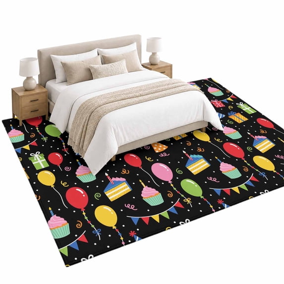 Festival Balloon Area Rug 5'x8', Playful Party Banners Birthday ...