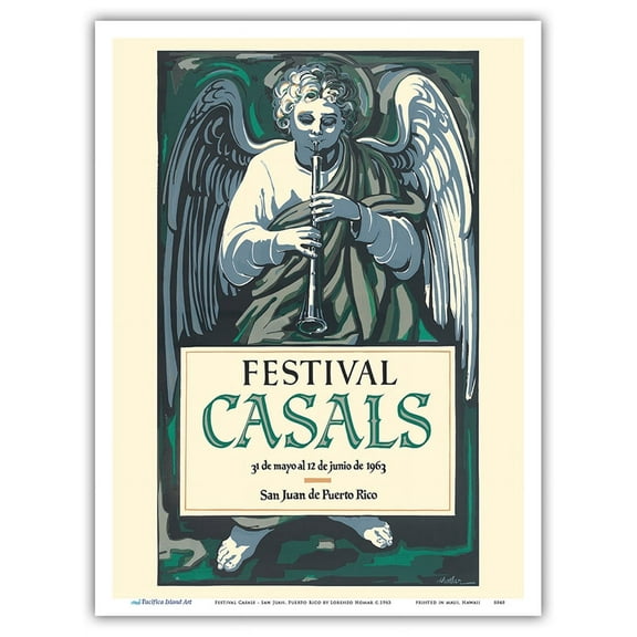 Festival Casals - San Juan Puerto Rico - Vintage Music Poster by Lorenzo Homar c.1963 - Master Art Print (Unframed) 9in x 12in
