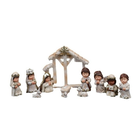 Festival Christmas Cartoon Resins Nativity Scene Miniature Figurines Set for Religious Holiday Collection Ornaments Gift