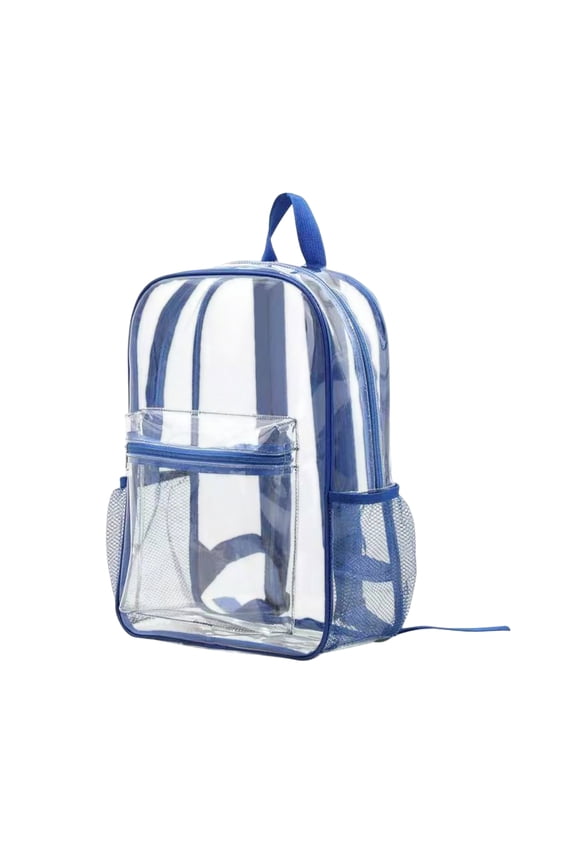 Festival Clear Bag 14.96" PVC Waterproof Large Capacity Multi-compartment for Work Travel (Blue)