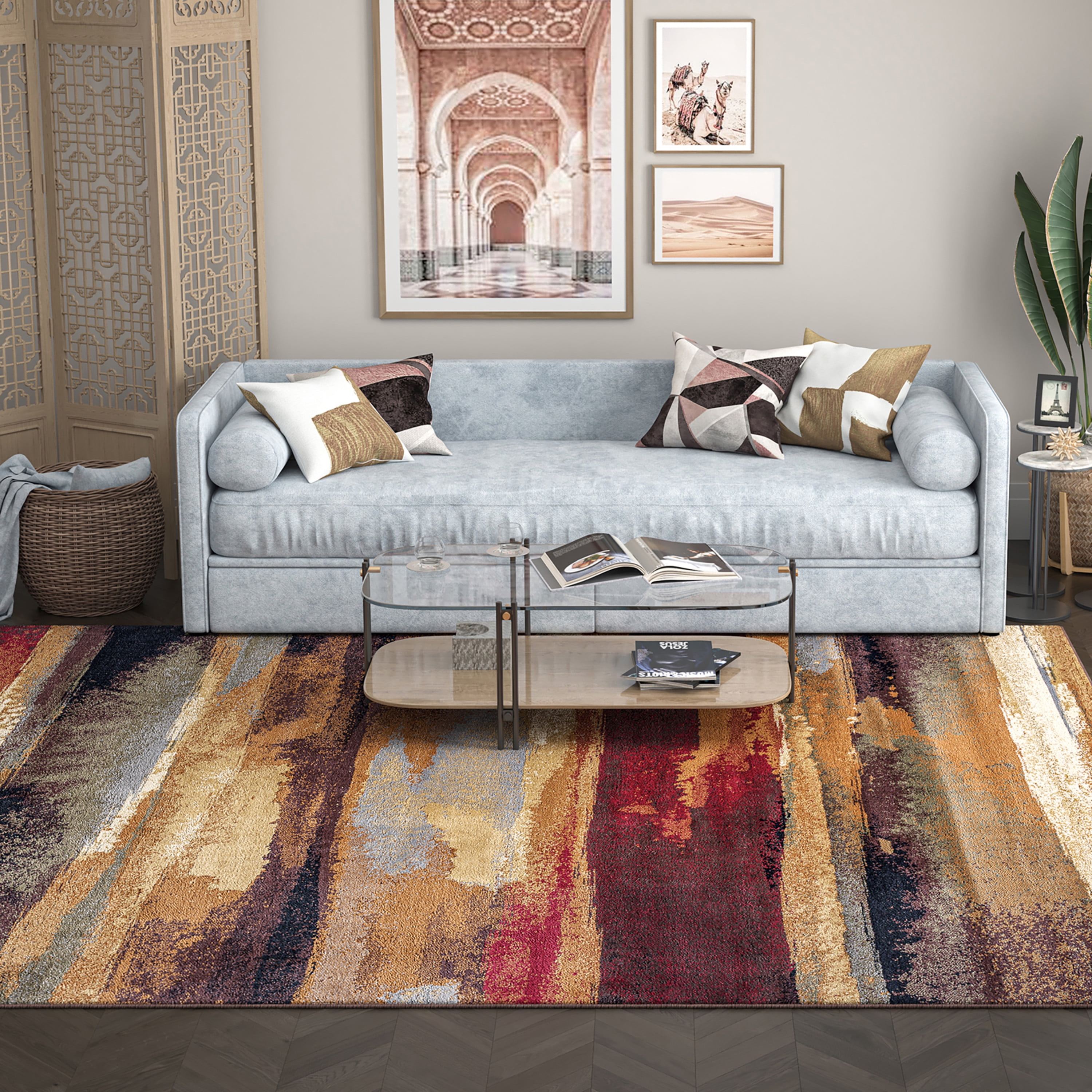 Festival Contemporary 2' x 3' Multi-Color Polypropylene Indoor Area Rug