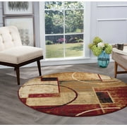 Festival Contemporary 5' Round Multi-Color Polypropylene Indoor Area Rug