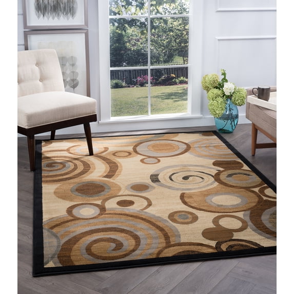 Festival Contemporary 5' x 7' Beige and Brown Polypropylene Indoor Area Rug