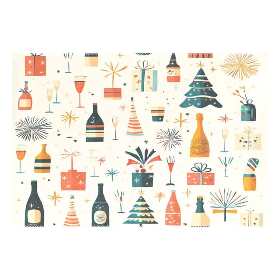 Festival Design Pattern 12x18in Heat-Resistant Non-Slip Place Mat, Durable and Wrinkle-Resistant
