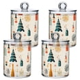 thumbnail image 1 of Festival Design Pattern Bathroom Canisters Set of 4 Translucent Plastic Storage for Cotton Pads and Floss, 1 of 7