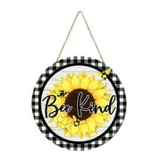 Festival Door Sign Spring Hanging Round Wooden Patio Decoration Sunflower Cartoon Animal Patterns Home Decoration Props