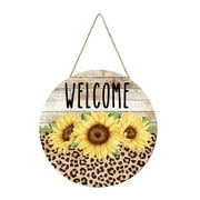 Festival Door Sign Spring Hanging Round Wooden Patio Decoration Sunflower Flower Pattern Festival Home Decoration Props