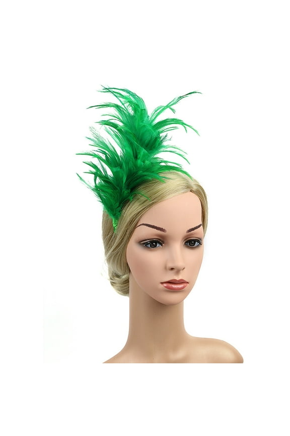 Festival Feather Headband with Rhinestones - Boho Hair Accessory for Concerts & Parties Under 5$, Yubnlvae Headpiece Colorful Vintage Fancy Flapper Headband , Green, One Size