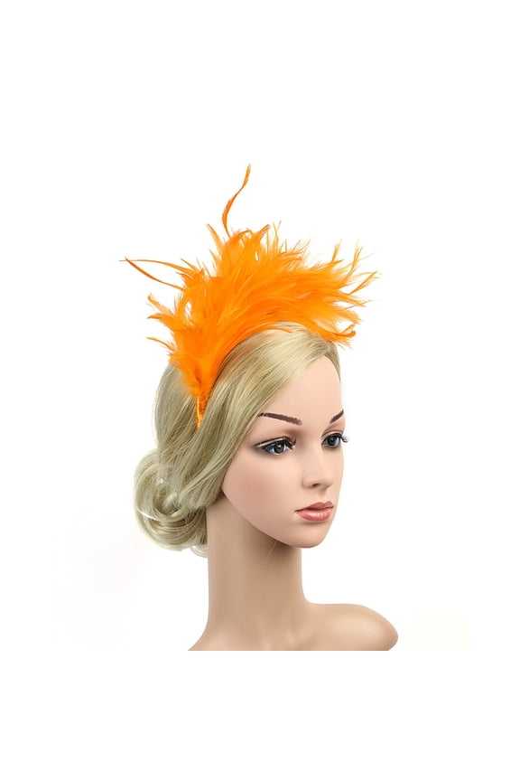 Festival Feather Headband with Rhinestones - Boho Hair Accessory for Concerts & Parties Under 5$, Yubnlvae Headpiece Colorful Vintage Fancy Flapper Headband , Orange, One Size
