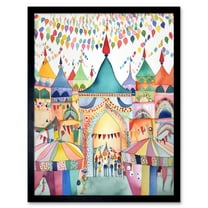 Festival Folk Art Watercolour Painting Art Print Framed Poster Wall Decor 12x16 inch