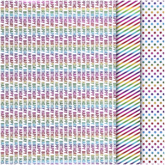 Toyandona Colorful Birthday Wrapping Paper 70x50cm 3 Rolls per Set Creative Design