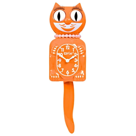 Festival Orange Lady Kit Cat Clock 15.5" Full Size Retro Style Kit-Cat Klock Moving Eyes and Tail Made in the USA NEW