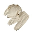 thumbnail image 1 of Festival Outfits for Girls Girls and Boys Fall Winter Long Sleeve Loose Round-Neck Blouses and Casual Sweatshirt Hoodie Suit New Casual Matching Sets Khaki 110, 1 of 4