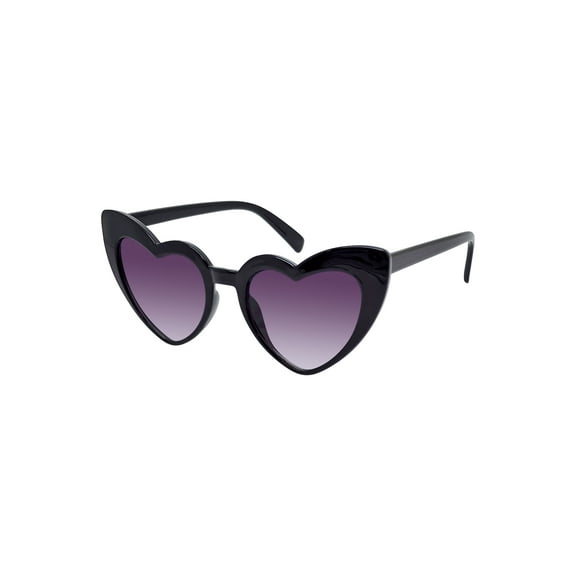 Festival Plastic Heart Shaped Full Rim Sunglasses with Black Frames and Smoke Lenses