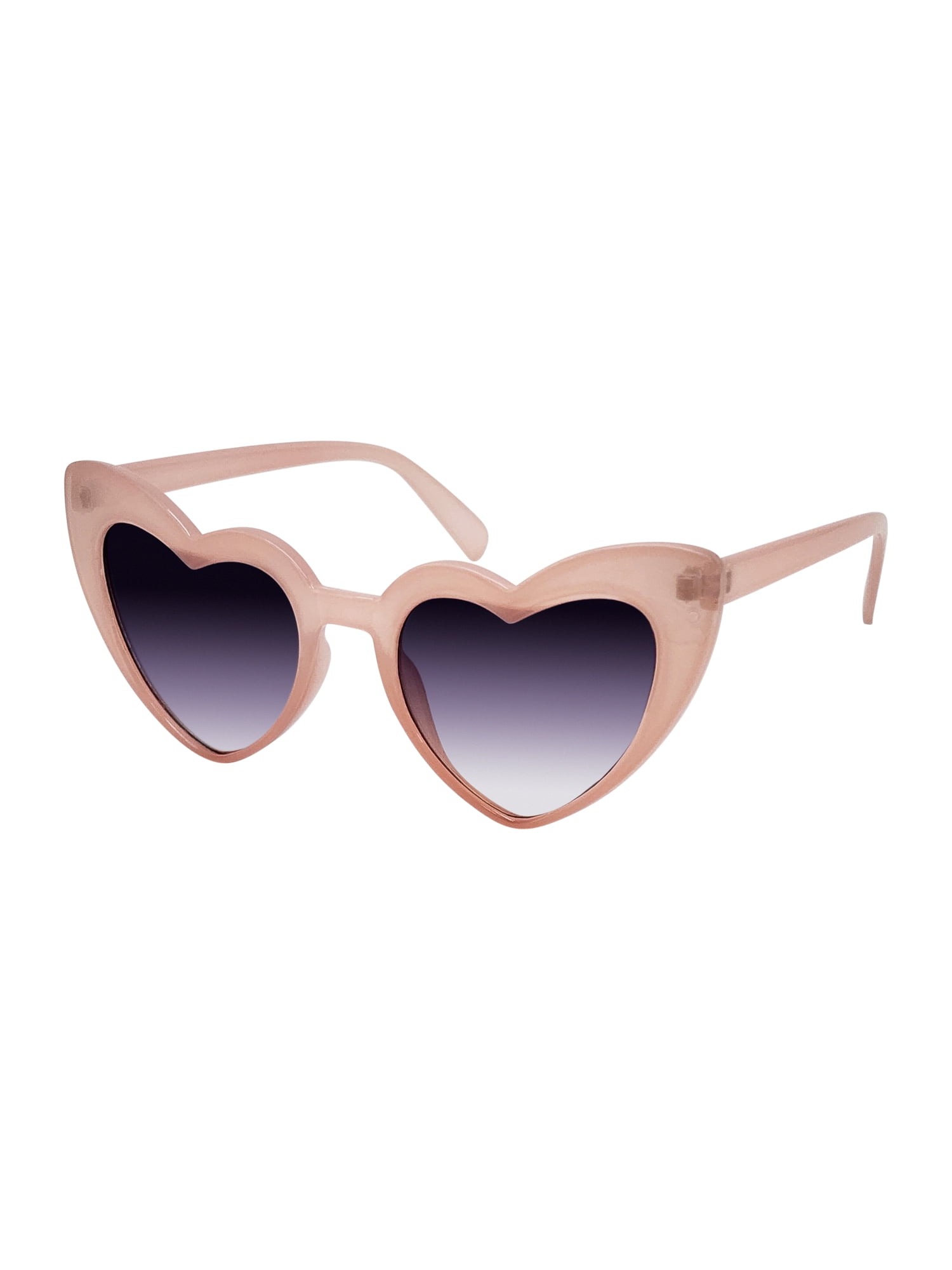 Festival Plastic Heart Shaped Full Rim Sunglasses with Blush Pink Frames and Smoke Lenses