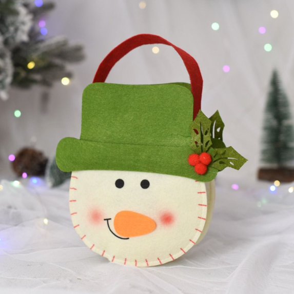 Festival Portable Wool Felt Bag For Children Kids Non-woven Bag With Handle Home Decoration Christmas Gifts Bag Candy Bag Gift Pouch Tote Bag SNOWMAN