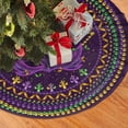 thumbnail image 1 of Festival Purple Christmas Tree Skirt Fleur De Lis Funny Tree Mat for Farmhouse Xmas Holiday Party Decorations Indoor Outdoor 36 Inch, 1 of 6