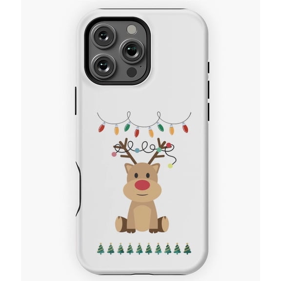 Festival Reindeer with Lights Merry Christmas Retro iPhone 11 12 13 14 15 16 17 Pro Max Case