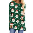 thumbnail image 1 of Christmas Tshirts Women Funny Santa Print Crew Neck Blouse Long Sleeve Tunic Tee for Festive Christmas Wear Tops Fall Clothes My Items, 1 of 5