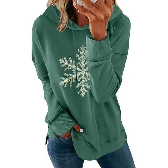 Fall Fashion Must Haves Womens Christmas Snowflake Theme Pullover Sweatshirt Long Sleeve Round Neck Top Hoodies My Items