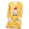 thumbnail image 1 of Fall Fashion Must Haves Womens Classic Santa Print Pullover Sweatshirt Long Sleeve Round Neck Holiday Top with Pockets My Items, 1 of 5