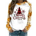 thumbnail image 1 of Fall Fashion Must Haves Womens Festive Round Neck Pullover Sweatshirt Long Sleeve Merry Christmas Print Top Red Raglan Sleeve Shirt My Items, 1 of 5