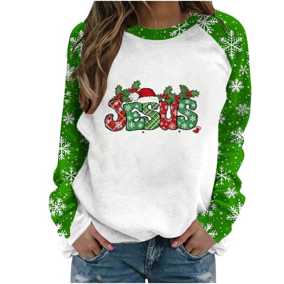 Fall Fashion Must Haves Womens Round Neck Festive Christmas Fall Pullover Sweatshirt Long Sleeve Top Women Fall Clothes My Items