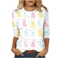 thumbnail image 1 of Womens Easter Day Tops Casual Festive Easter Day Print Top 3/4 Sleeve Round Neck Blouse Holiday Season Shirt Tees Spring Clothes My Items, 1 of 6