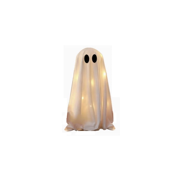 Festival Spirit LED Glowing Decoration Desktop Standing Ghost Shaped Fabric Light For Yard Window Party Table Indoor Outdoor Eerie Outline Night Display(White)
