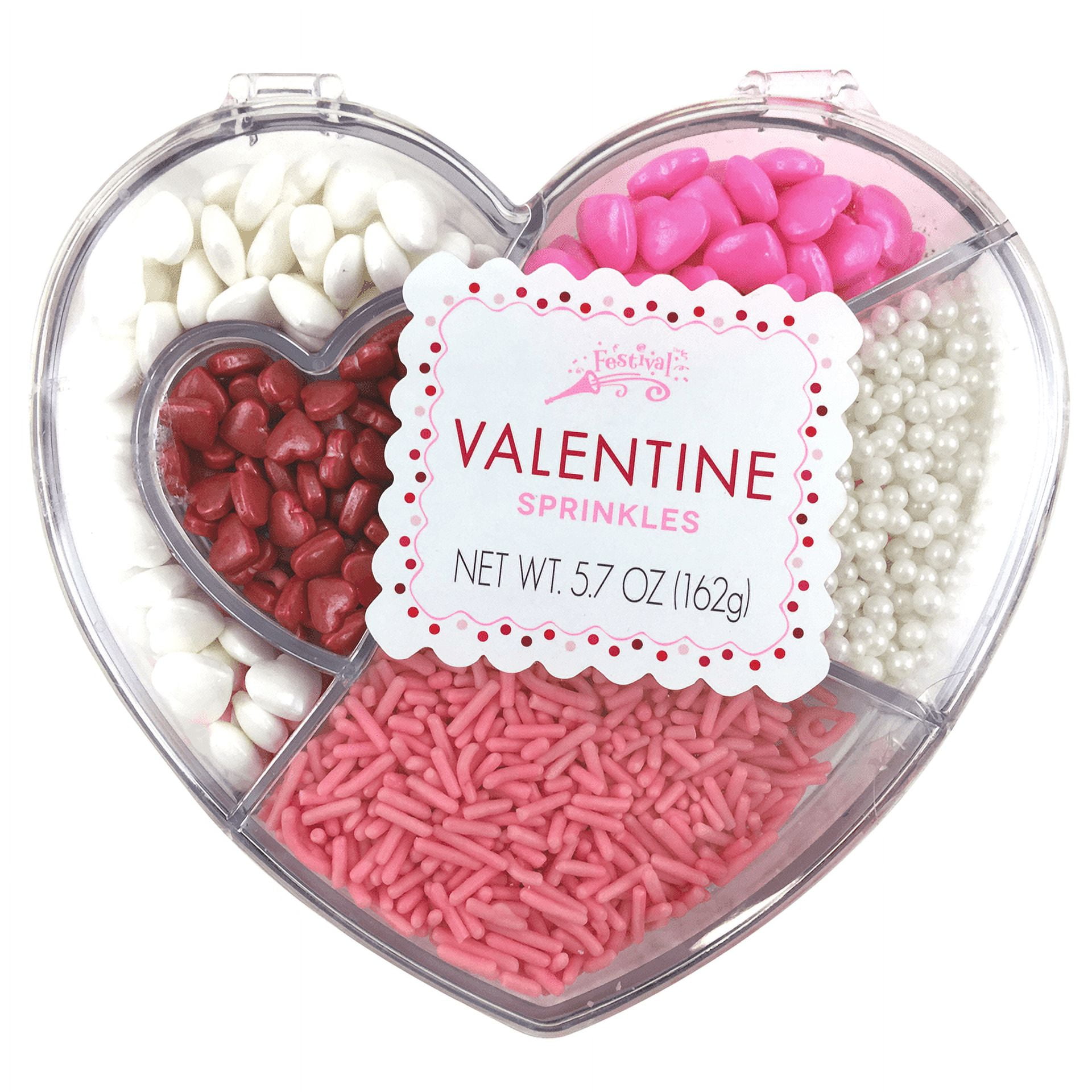 Festival Valentine Sprinkles Heart-Shaped Tackle Box, 5.7 oz 