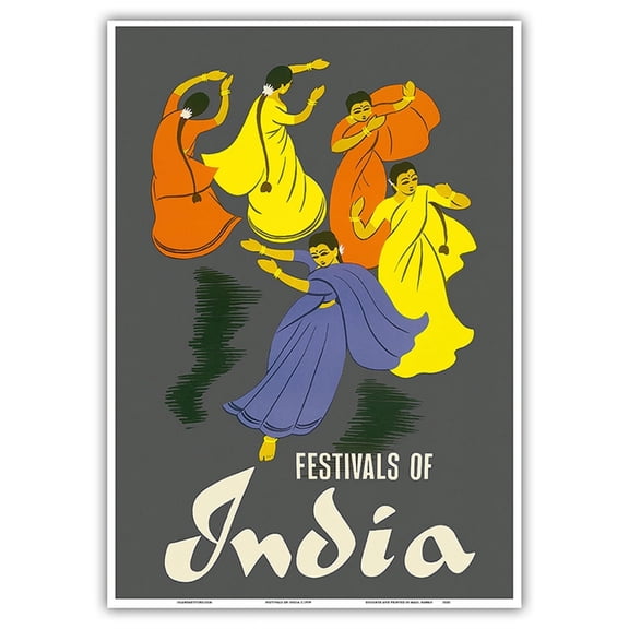 Festivals of India - Classical Indian Dancers - Vintage Travel Poster c.1959 - Master Art Print 10in x 14in