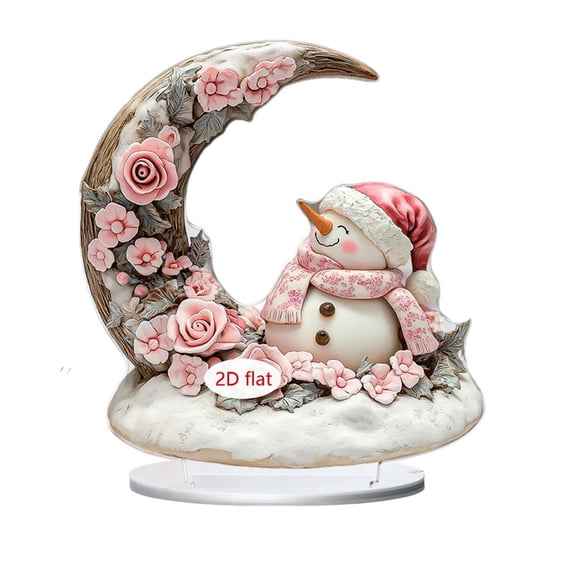 Festive 2D Acrylic Tabletop Christmas Decoration with Holiday Motifs, Complete with Display Stand for Easy Setup on Desks, Tables and Shelves During Holiday Season