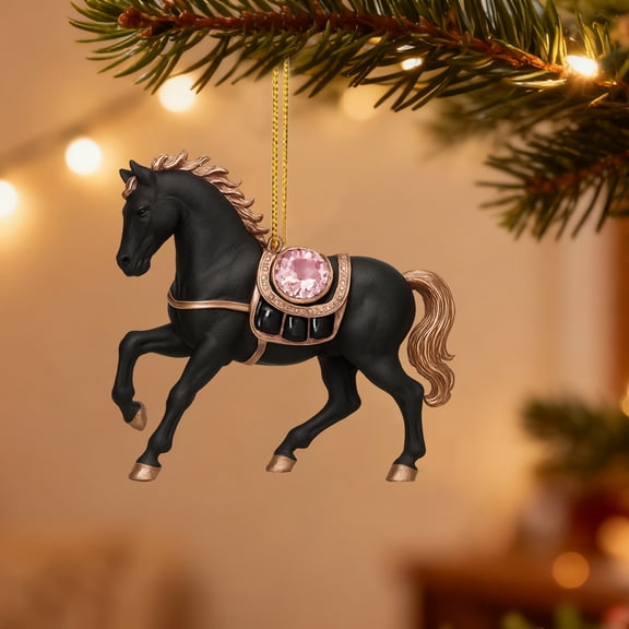 Festive 2D Flat Christmas Ornament - Acrylic Horse Hanging Pendant, Lightweight Easy to Hang for Home Christmas Tree Family Gatherings Party, D