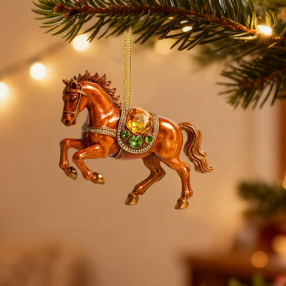 Festive 2D Flat Christmas Ornament - Acrylic Horse Hanging Pendant, Lightweight Easy to Hang for Home Christmas Tree Family Gatherings Party, D