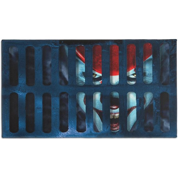 Festive 3D Illusion Funny Prank Pattern Kitchen Mat Halloween Door Mats Indoor Ghost Plaid Floor Mat Kitchen Rug Buffer Anti-Slip Scraping Sand Absorb Sewer Clown Kitchen Mat Witch Doormat 30" X 17"