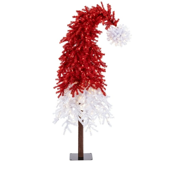 Festive 7 Foot Santa Hat Christmas Tree with Dual Color LED Lights