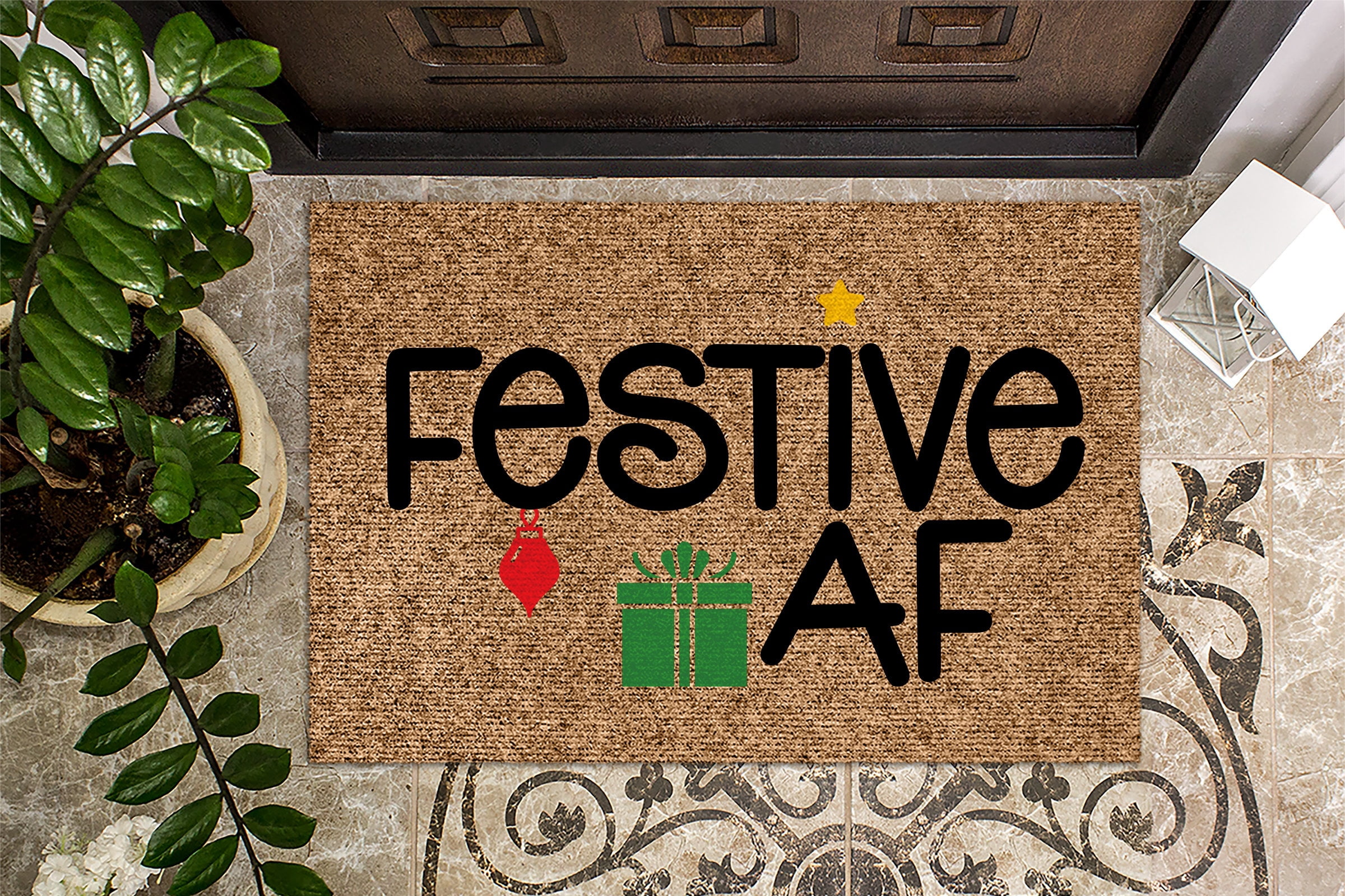 Festive AF COLOR VERSION | Christmas Doormat | Christmas Decoration ...