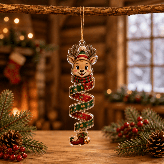 Festive Acrylic Ornament Reindeer Helper Christmas