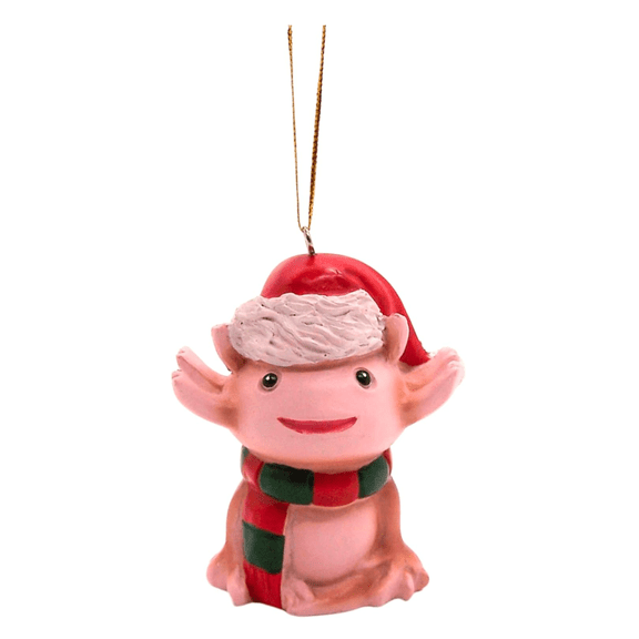 Wowser Festive Axolotl Christmas Ornament, Holiday Tree Hanging Decor with Santa Hat & Scarf, Unique Gift for Animal Lovers, 3.5 inch