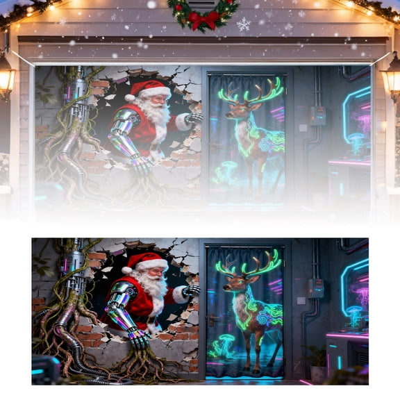 Merry Christmas Party Background for Photography – Ideal Garage Door Decoration 7 x 16 Ft Festive Banner for Holiday Celebrations